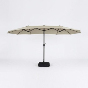 Podwójny parasol ogrodowy z podstawą napełnianą 200x400 cm kremowy