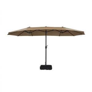 Podwójny parasol ogrodowy z podstawą napełnianą 265x450 cm ciemny beż
