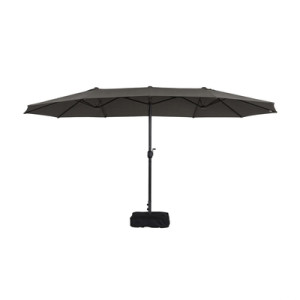 Podwójny parasol ogrodowy z podstawą napełnianą 265x450 cm ciemny szary