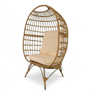 Fotel Rattanowy Stojący Boho Oasis 122x104 cm Naturalny z poduszką