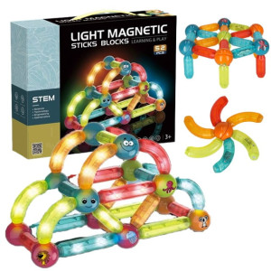 Magiczne świecące klocki magnetyczne 52 el