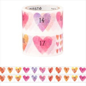 Taśma dekoracyjna washi tape - kalendarz serca 2 szt.