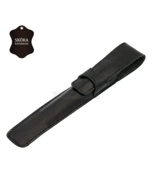 Skórzane, czarne etui z zaokrąglonymi bokami (E00136)