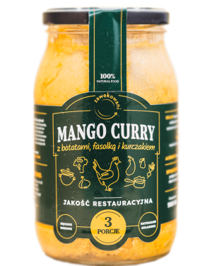 Mango curry z batatami, fasolką szparagową i kurczakiem 350 ml = 1 porcja