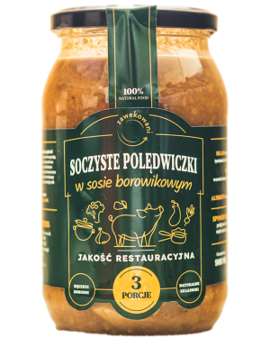 Soczyste polędwiczki w sosie borowikowym 350 ml = 1 porcja