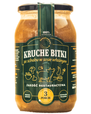 Kruche bitki ze schabu w sosie własnym 350 ml = 1 porcja