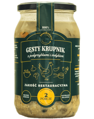 Gęsty krupnik z indykiem i podgrzybkami 540 ml = 1 porcja
