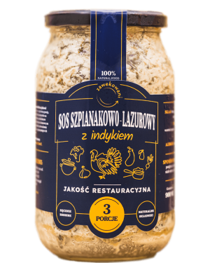 Indyk w sosie szpinakowo - lazurowym 350 ml = 1 porcja