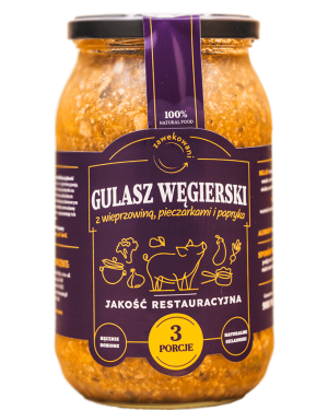 Gulasz węgierski z wieprzowiną, pieczarkami i papryka 350 ml = 1 porcja