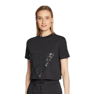 T shirt Guess Classic logo triangle Femme Noir L
