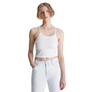 Débardeur Calvin Klein Crop Top Femme Blanc M