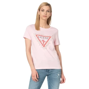 T shirt Guess diamond triangle Femme Rose XS