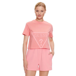T shirt Guess Classic logo triangle Femme Rose S