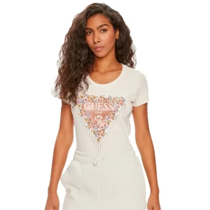 T shirt Guess Flowers Femme Blanc M