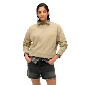 Sweat Superdry Varsity Loose Femme Beige S