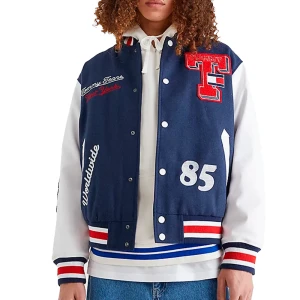 Blouson Tommy Jeans baseball college Homme Bleu XS