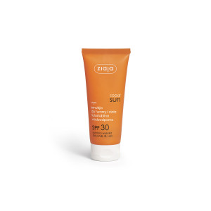 emulsja do twarzy i ciała fotostabilna wodoodporna SPF 30 ochrona wysoka UVA+UVB, IR, HEV Ziaja