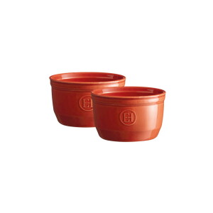 Emile Henry - zestaw 2 miseczek do zapiekania Creme Brule ramekin czerwone.