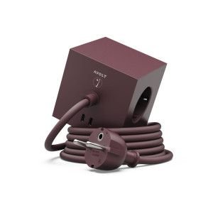 Avolt Listwa zasilająca Square 1 z podwójnym USB-C 30 W i magnetyczną podstawą 1,8 m -BAUHAUS bordowa