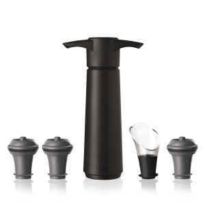VacuVin zestaw do próżniowego zamykania wina Wine Saver czarny (1 pompka + 3 korki + 1 nalewak)