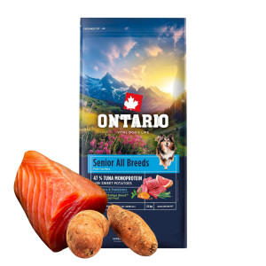 ONTARIO SENIOR ALL BREADS MONO TUNA&POTATOES 12KG Karma Monoproteinowa dla Starszych Psów Wszystkich Ras z Tuńczykiem i Słodkim Ziemniakiem