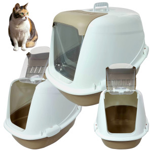 Duża KUWETA Dla Kota MAINECOON 66cm Curvy Brązowa + Filtr
