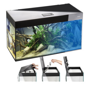 AQUAEL GLOSSY 260L ST 120x40x63 Zestaw Akwarium Czarne Day&Night