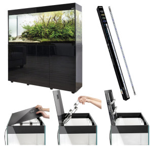 AQUAEL GLOSSY ST 400L 150x50x63 Zestaw Akwarium Czarne Day&Night