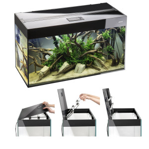 AQUAEL GLOSSY 400L ST 150x50x63 Zestaw z SZAFKĄ Czarny Day&Night