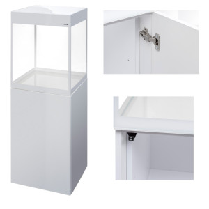 AQUAEL GLOSSY CUBE 135L 50x50x63cm Biały ZESTAW LED Day&Night + SZAFKA