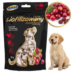 Hilton Liofilizowany Przysmak dla Psa Smaczek Treningowy Treserki Kurczak z Żurawiną 50g