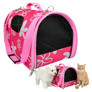 Transporter dla Zwierząt TORBA Flowers transportowa dla Psa Kota L 50x26x27cm Różowa