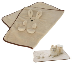 Krebl Koc Dla Szczeniąt Bunny 72X51CM Beżowy z Króliczkiem