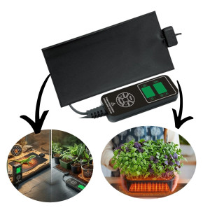 AquosTerra Wysokiej Jakości Mata Grzejna Grzewcza PVC z Termostatem i Timerem 53W 30x57cm