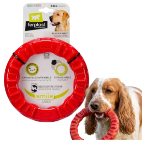Ring Gryzak Ferplast Smile M Czerwony Zabawka Na Smaczki Mocna Masująca Dziąsła