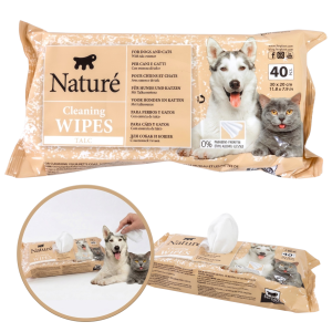 Uniwersalne Chusteczki Nawilżane dla Psa Kota Nature Talc Wipes Chusteczki 40szt Pudrowe Odświeżające