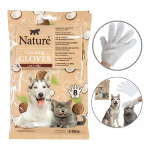 Rękawica Do Odświeżenia Czyszczenia Sierści Psa Kota Nature Glove Wipes 8szt KOKOSOWA