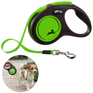 Smycz Flexi Classic Neon S Taśma 5m do 15kg Zielona Odblaskowa Bezpieczna