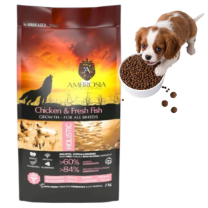 Ambrosia Puppy Growth Kurczak Ryba 6kg Karma Bezzbożowa Dla Szczeniąt Bogata W Białko
