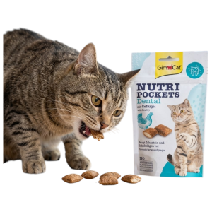 GimCat Nutri Pockets DENTAL Przysmak Smaczek Przekąska dla Kota Poduszeczki z Nadzieniem Zdrowe Zęby 60g