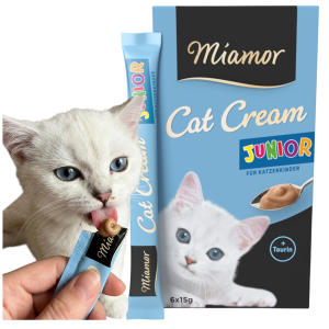 MIAMOR JUNIOR CREAM Pasta Mleczna z Tauryną Dla Kociąt i Młodych Kotów 6x15g