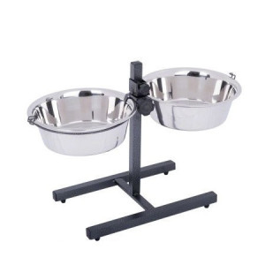 BARRY KING Regulowany stojak z miskami - metaliczny 1,8l