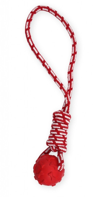 PET NOVA Piłka na sznurze do przeciągania 40cm - czerwona
