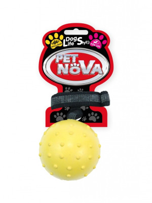 PET NOVA Piłka aportowa na antypoślizgowym pasku 6cm - żółta