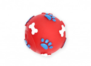 PET NOVA Piłka ze wzorem łapek i kości 6cm - czerwona