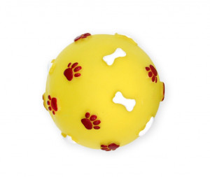 PET NOVA Piłka ze wzorem łapek i kości 7,5cm - żółta