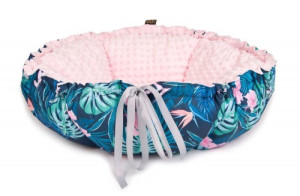 LAUREN DESIGN Legowisko DAISY - tropic / różowe minky 80 cm
