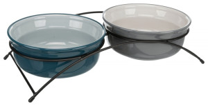TRIXIE Zestaw misek ceramicznych na stojaku metalowym - Eat on Feet 2x 0,25L