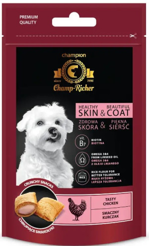 CHAMP-RICHER Smakołyki skóra i sierść z kurczakiem 90g