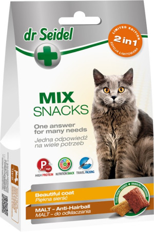 DR SEIDEL Smakołyki MIX 2w1 na piękną sierść & odkłaczanie dla kotów 60g